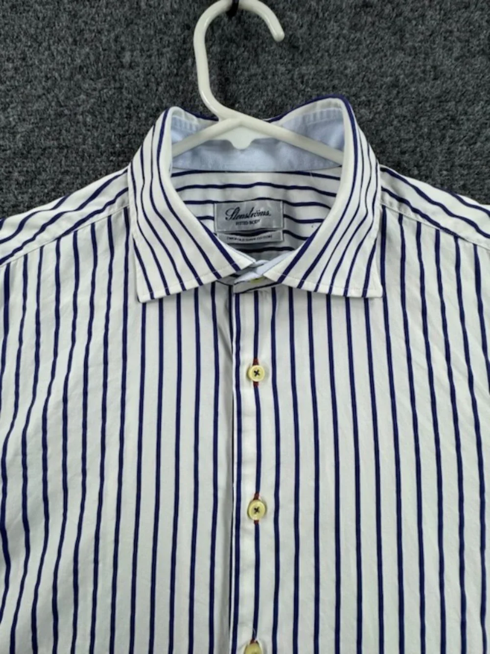 Stenstroms Fitted Body 16.5 Striped Twofold Super Blue White Cotton Shirt Men